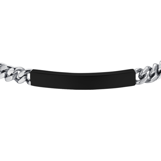 BRACCIALE UOMO IN ACCIAIO CON PIASTRA SILVER IP NERO Luca Barra