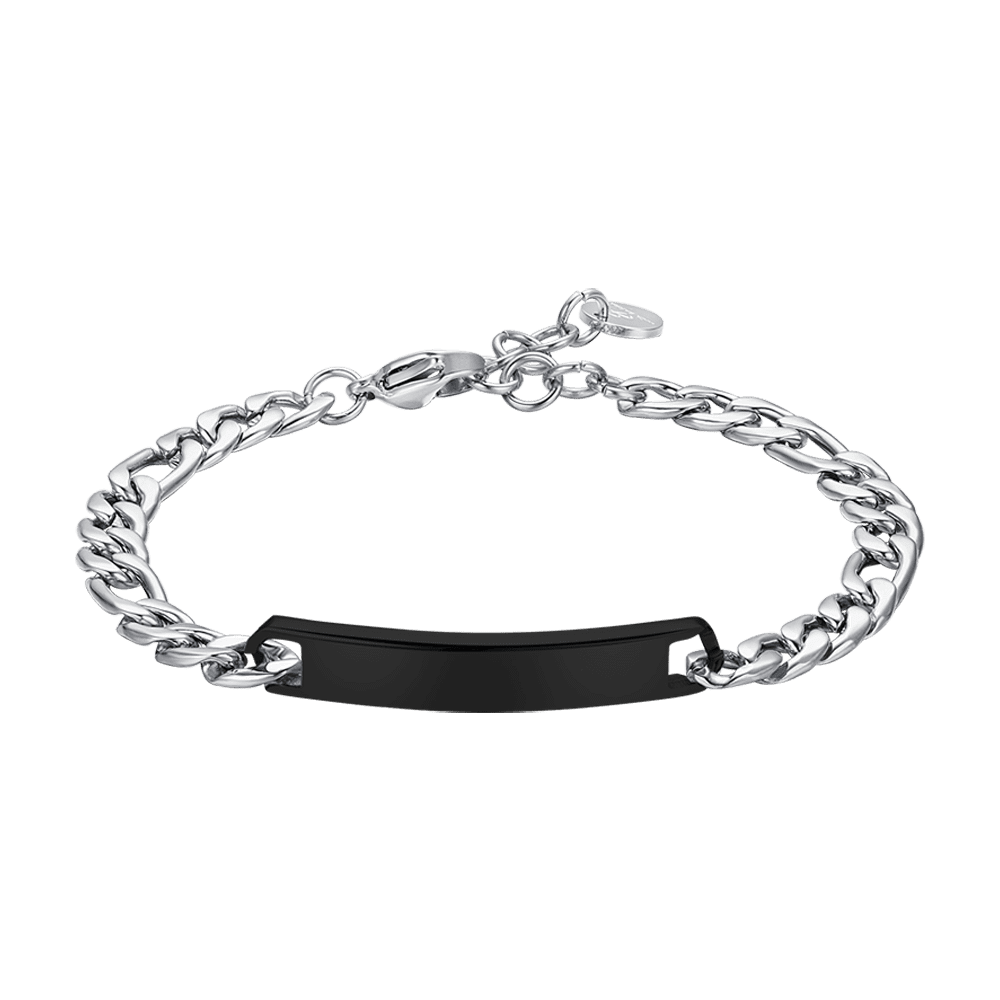 BRACCIALE UOMO IN ACCIAIO CON PIASTRA IP NERO Luca Barra