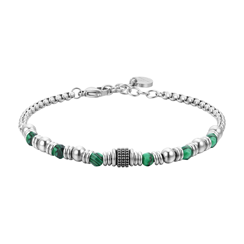 BRACCIALE UOMO IN ACCIAIO MALACHITE VERDE Luca Barra