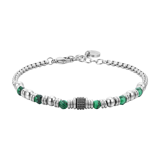 BRACCIALE UOMO IN ACCIAIO MALACHITE VERDE Luca Barra