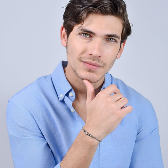 BLAUES SODALITH-STAHLARMBAND FÜR HERREN