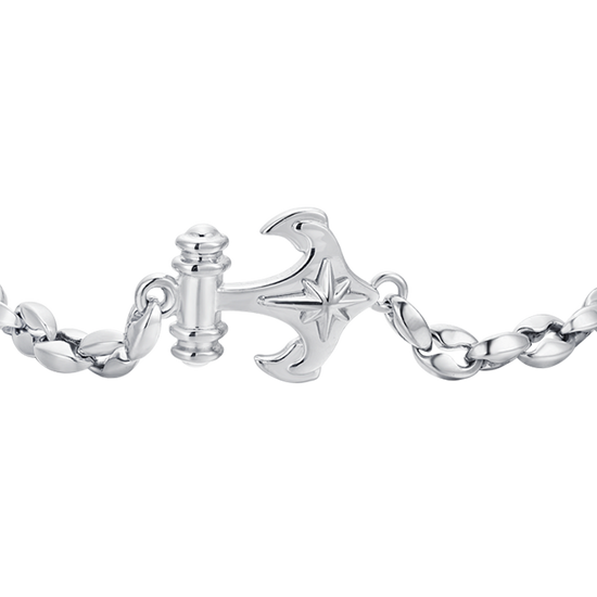 HERRENARMBAND MIT ANKER UND KOMPASSROSE AUS STAHL