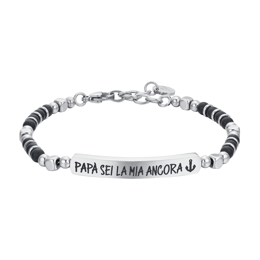 BRACCIALE UOMO IN ACCIAIO PAPA' SEI LA MIA ANCORA Luca Barra