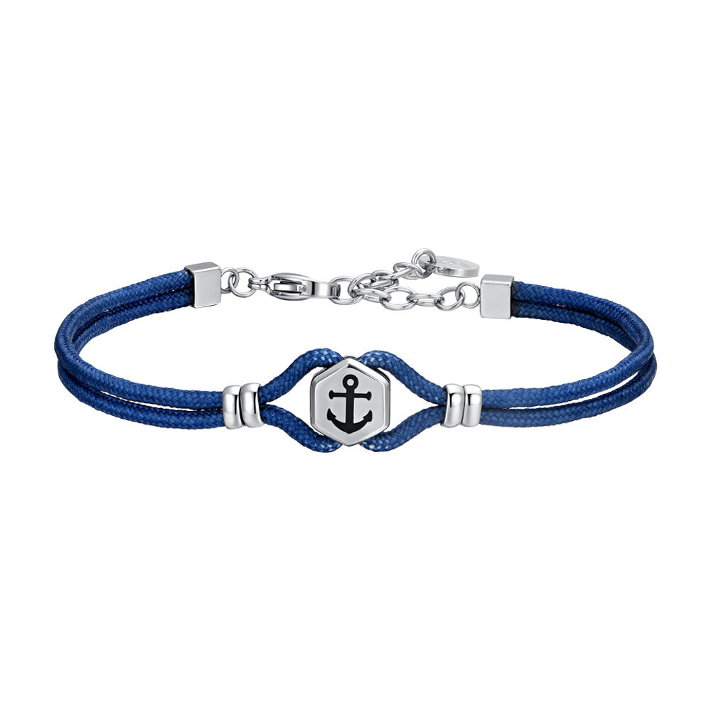 BRACCIALE UOMO IN CORDA BLU E ANCORA Luca Barra