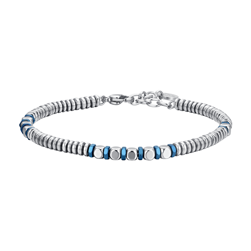 BRACCIALE UOMO IN ACCIAIO EMATITE SILVER E BLU Luca Barra