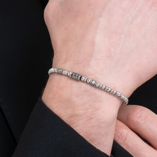 BRACCIALE UOMO IN ACCIAIO CON ELEMENTI IN ACCIAIO CON EFFETTO VINTAGE