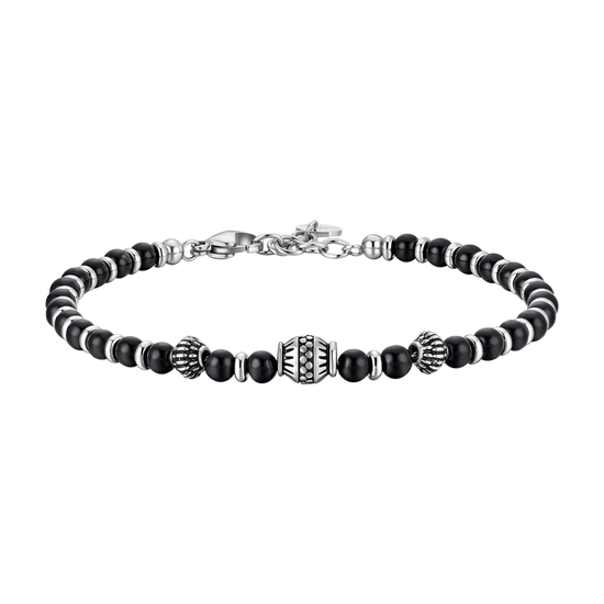 BRACCIALE UOMO IN ACCIAIO CON ELEMENTI IN ACCIAIO CON EFFETTO VINTAGE E SFERE