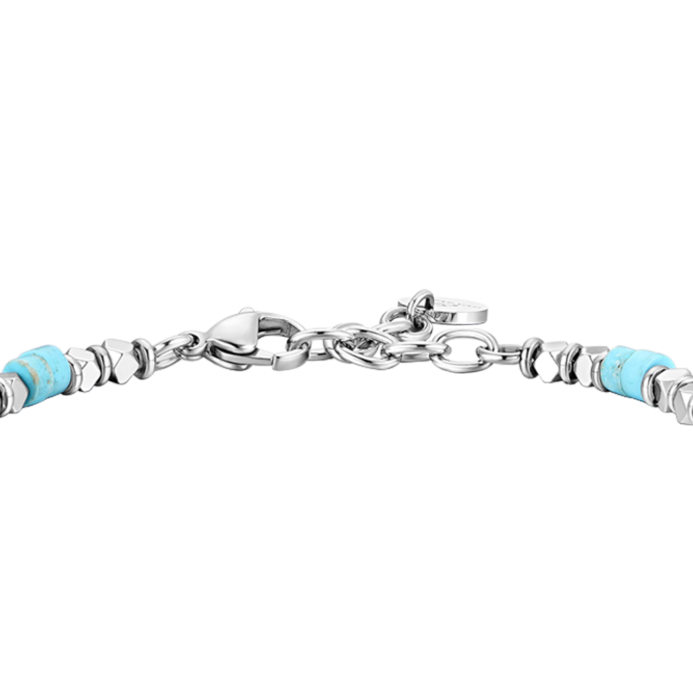 BRACCIALE UOMO IN ACCIAIO CON EMATITE E PIETRE TURCHESI