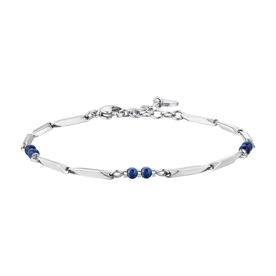 HERRENARMBAND AUS STAHL MIT LAPIS-STEINEN
