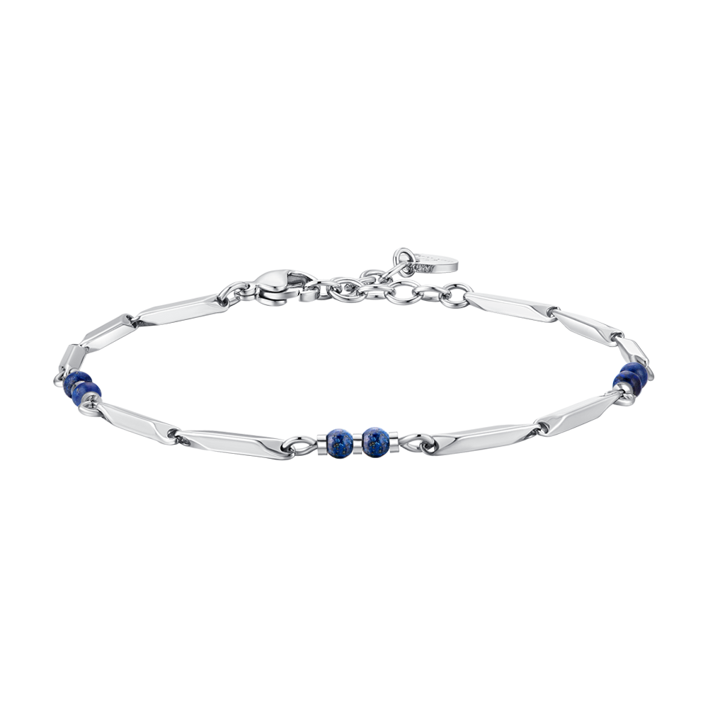 HERRENARMBAND AUS STAHL MIT LAPIS-STEINEN