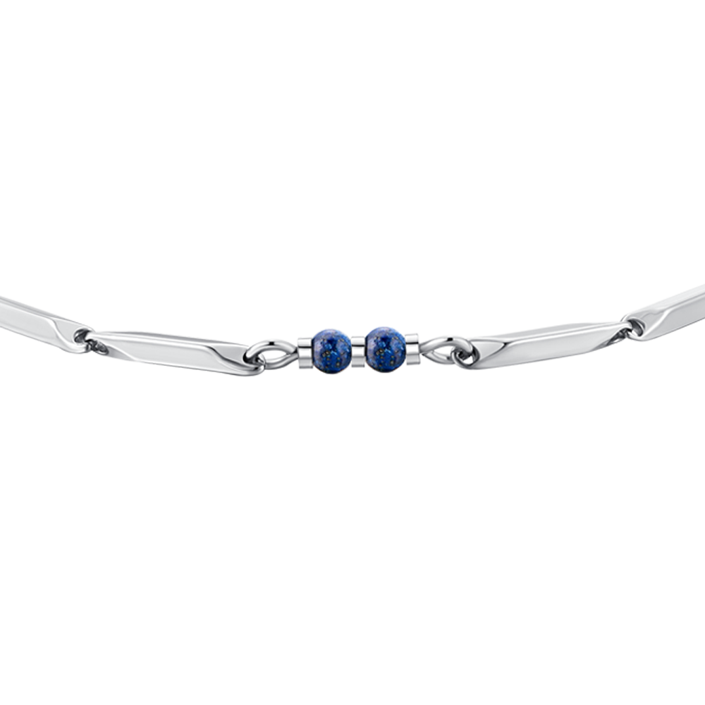 HERRENARMBAND AUS STAHL MIT LAPIS-STEINEN
