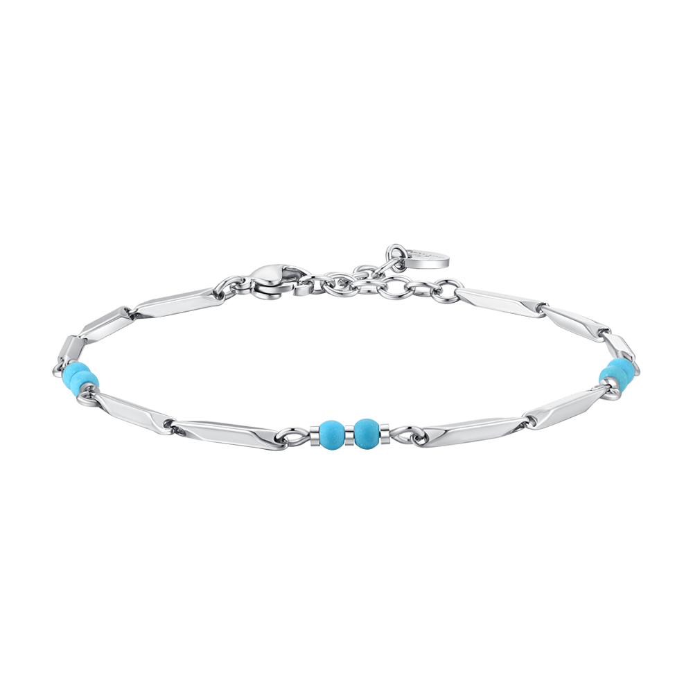 HERRENARMBAND AUS STAHL MIT TÜRKISFARBENEN STEINEN