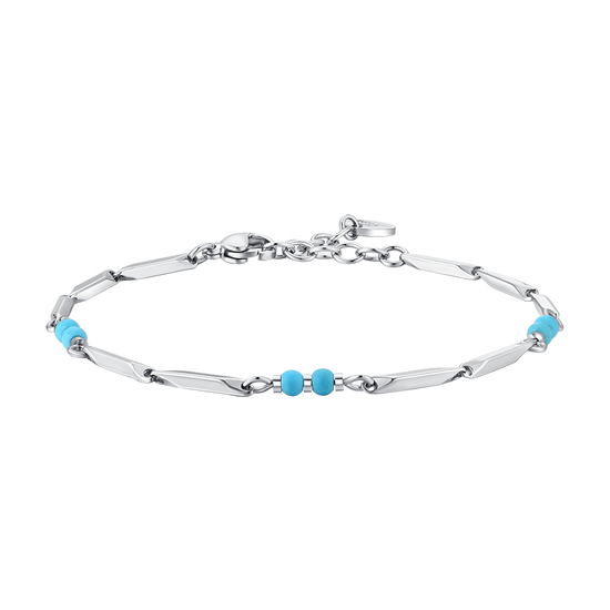 HERRENARMBAND AUS STAHL MIT TÜRKISFARBENEN STEINEN