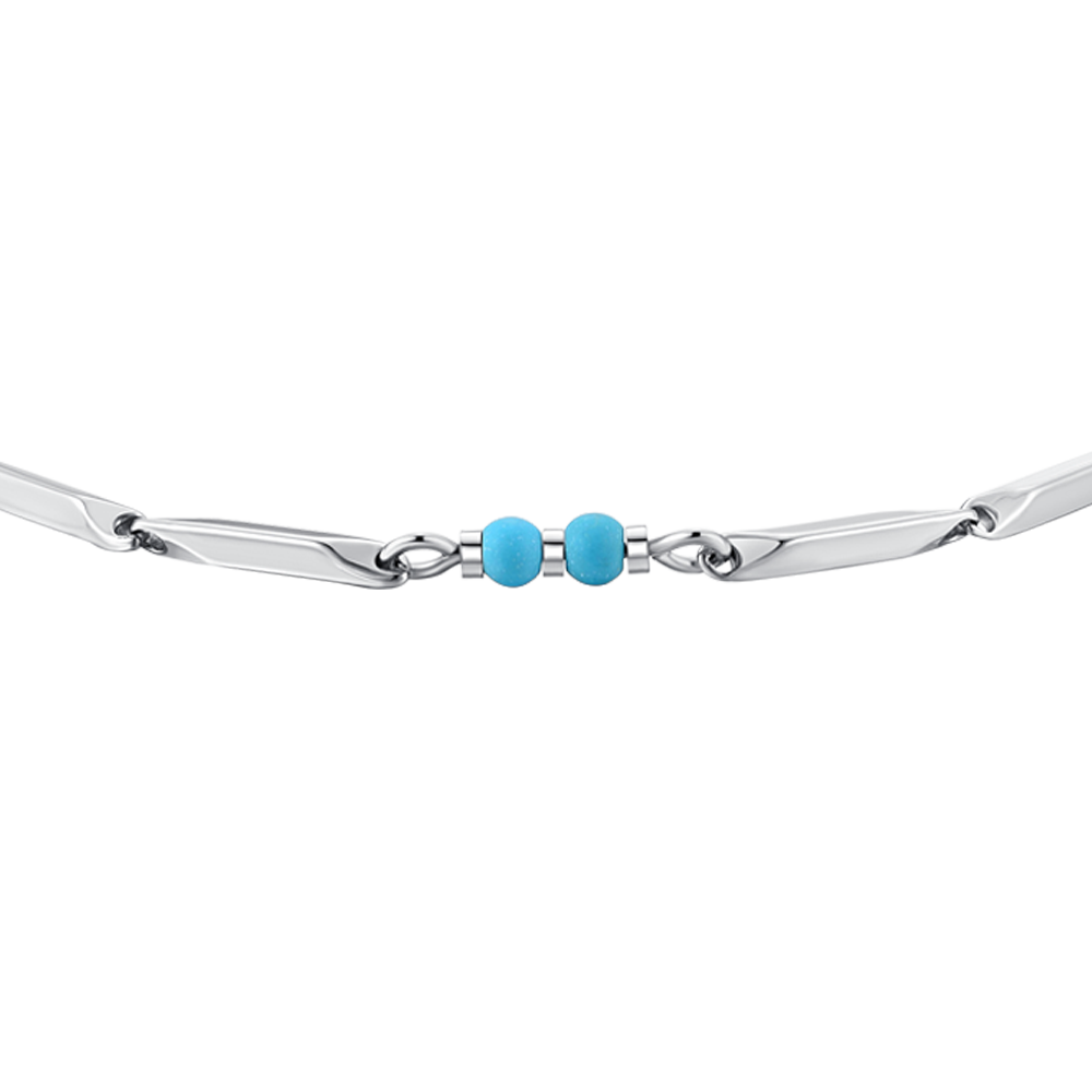 HERRENARMBAND AUS STAHL MIT TÜRKISFARBENEN STEINEN