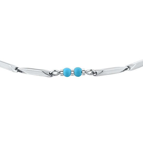 HERRENARMBAND AUS STAHL MIT TÜRKISFARBENEN STEINEN