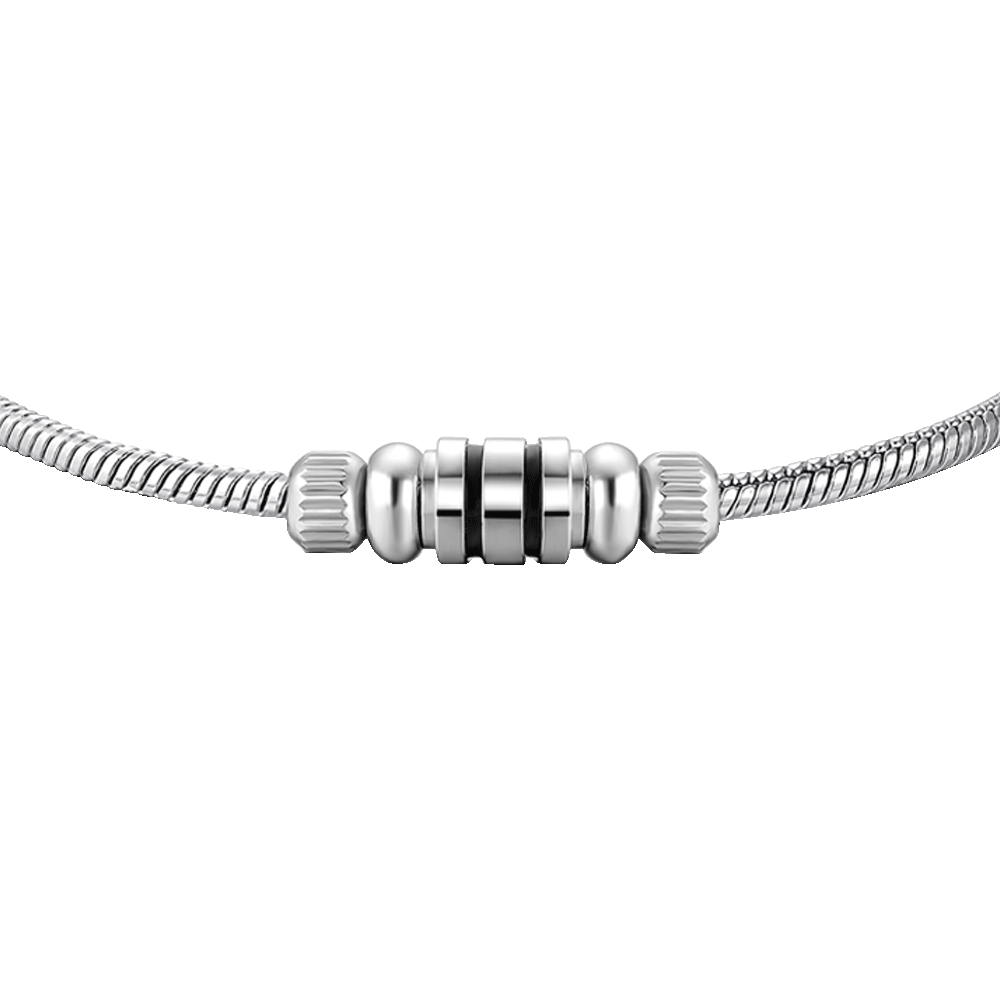 BRACCIALE UOMO IN ACCIAIO CON ELEMENTO CON SMALTO NERO
