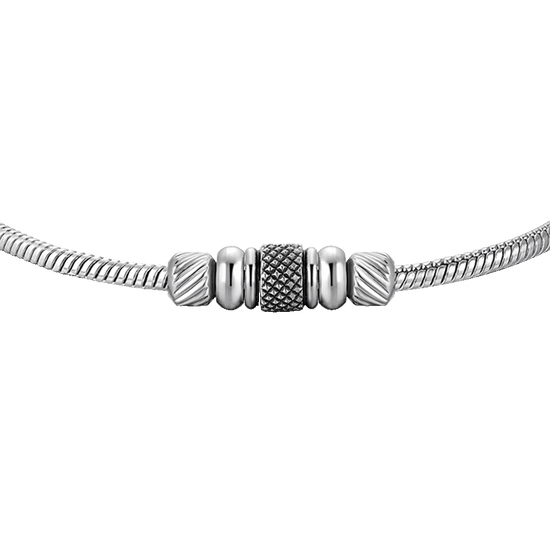 BRACCIALE UOMO IN ACCIAIO CON ELEMENTO CON SMALTO NERO