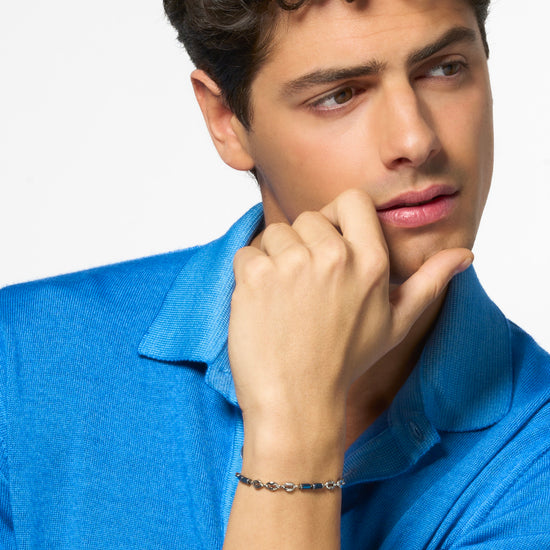 HERRENARMBAND AUS STAHL MIT BLAUEM HÄMATIT