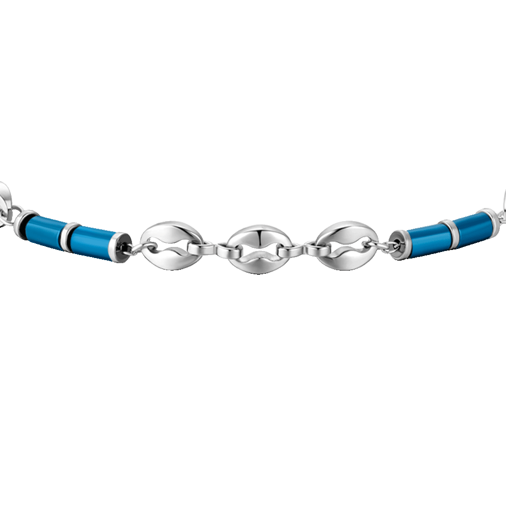 HERRENARMBAND AUS STAHL MIT BLAUEM HÄMATIT