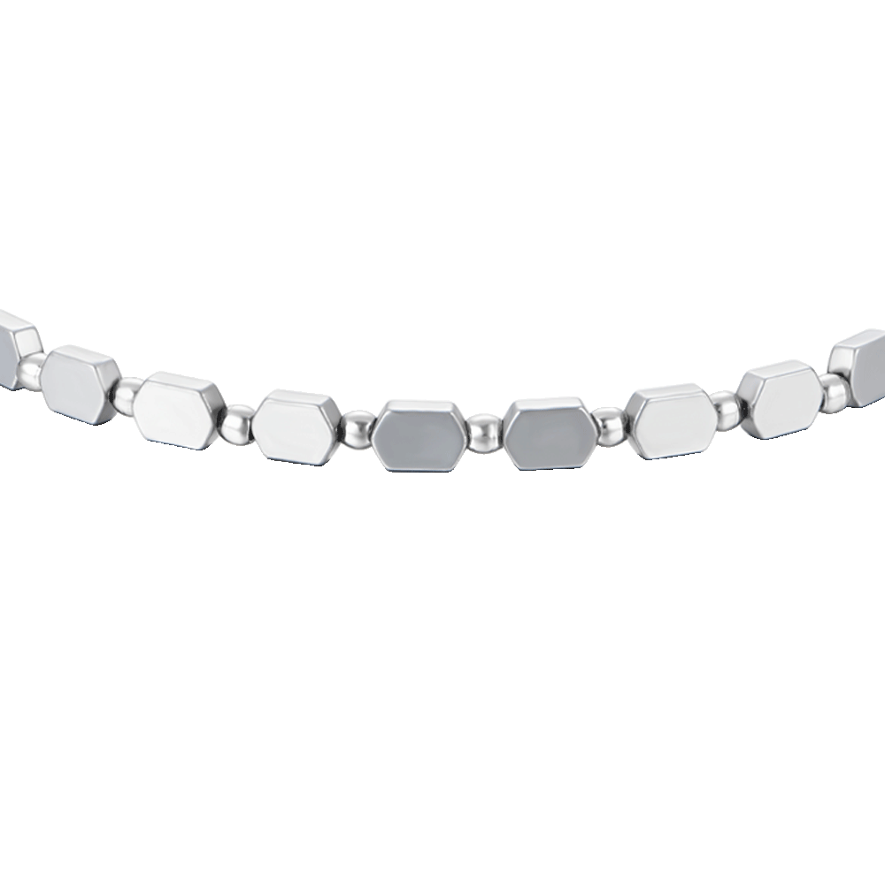 HERREN STAHLARMBAND MIT SILBERNEM HÄMATIT