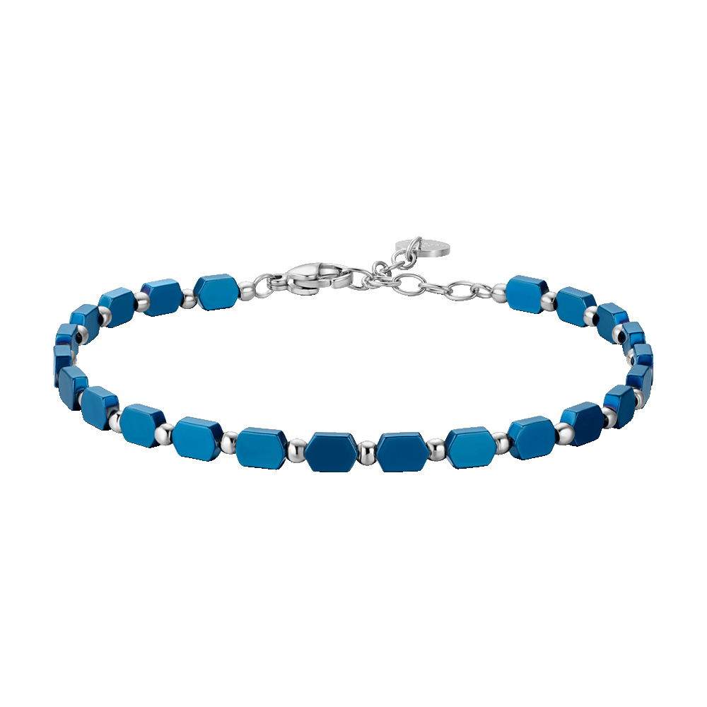 HERRENARMBAND AUS STAHL MIT BLAUEM HÄMATIT