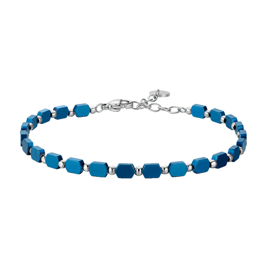 HERRENARMBAND AUS STAHL MIT BLAUEM HÄMATIT