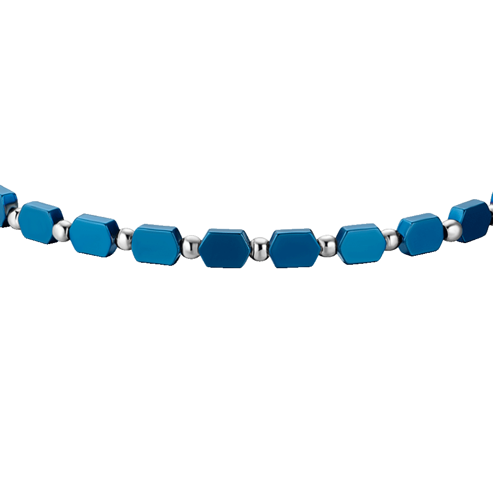 HERRENARMBAND AUS STAHL MIT BLAUEM HÄMATIT