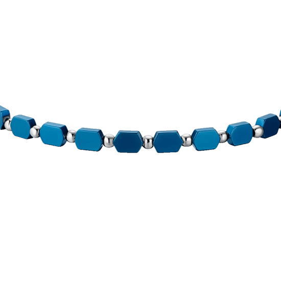 HERRENARMBAND AUS STAHL MIT BLAUEM HÄMATIT