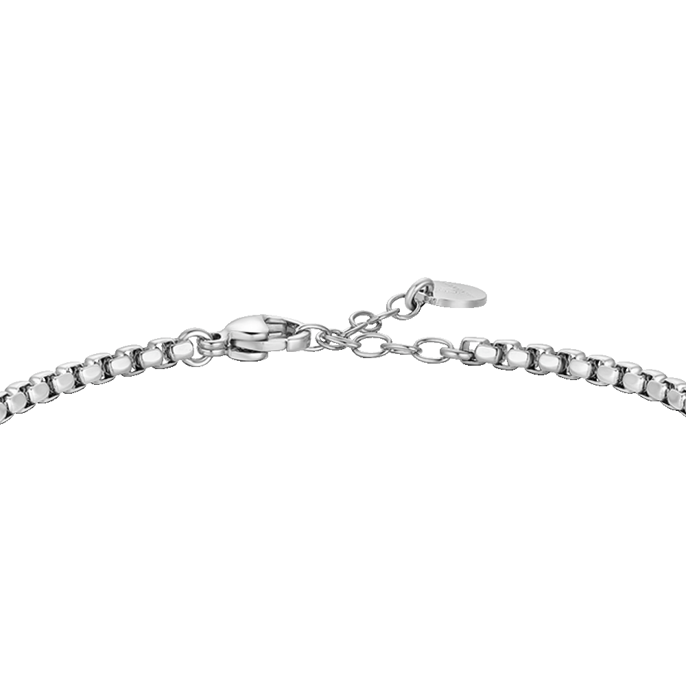 BRACCIALE TENNIS UOMO IN ACCIAIO CON ANCORA IP ROSE E ZIRCONI BLU