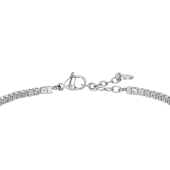 BRACCIALE TENNIS UOMO IN ACCIAIO CON CERAMICA NERA E ZIRCONI BIANCHI