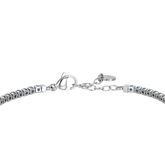 BRACCIALE TENNIS UOMO IN ACCIAIO CON CERAMICA BLU E ZIRCONI BLU
