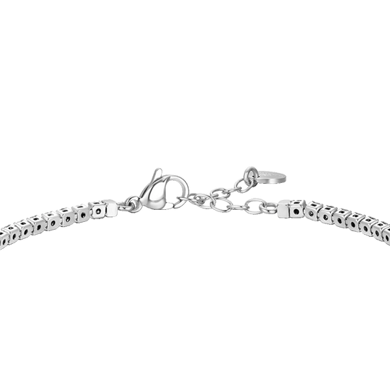 BRACCIALE TENNIS UOMO IN ACCIAIO CON CERAMICA NERA E ZIRCONI NERI