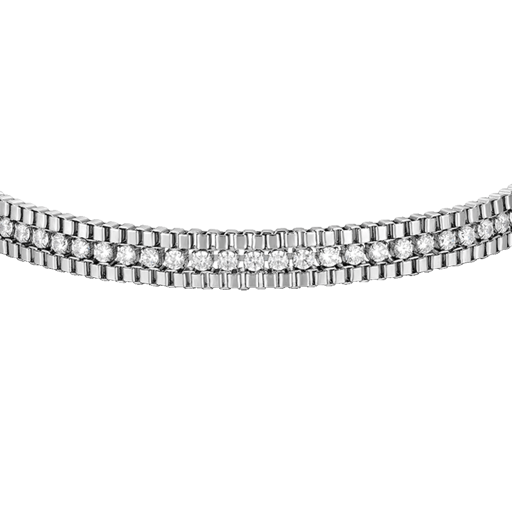 BRACCIALE UOMO IN ACCIAIO E ZIRCONI BIANCHI