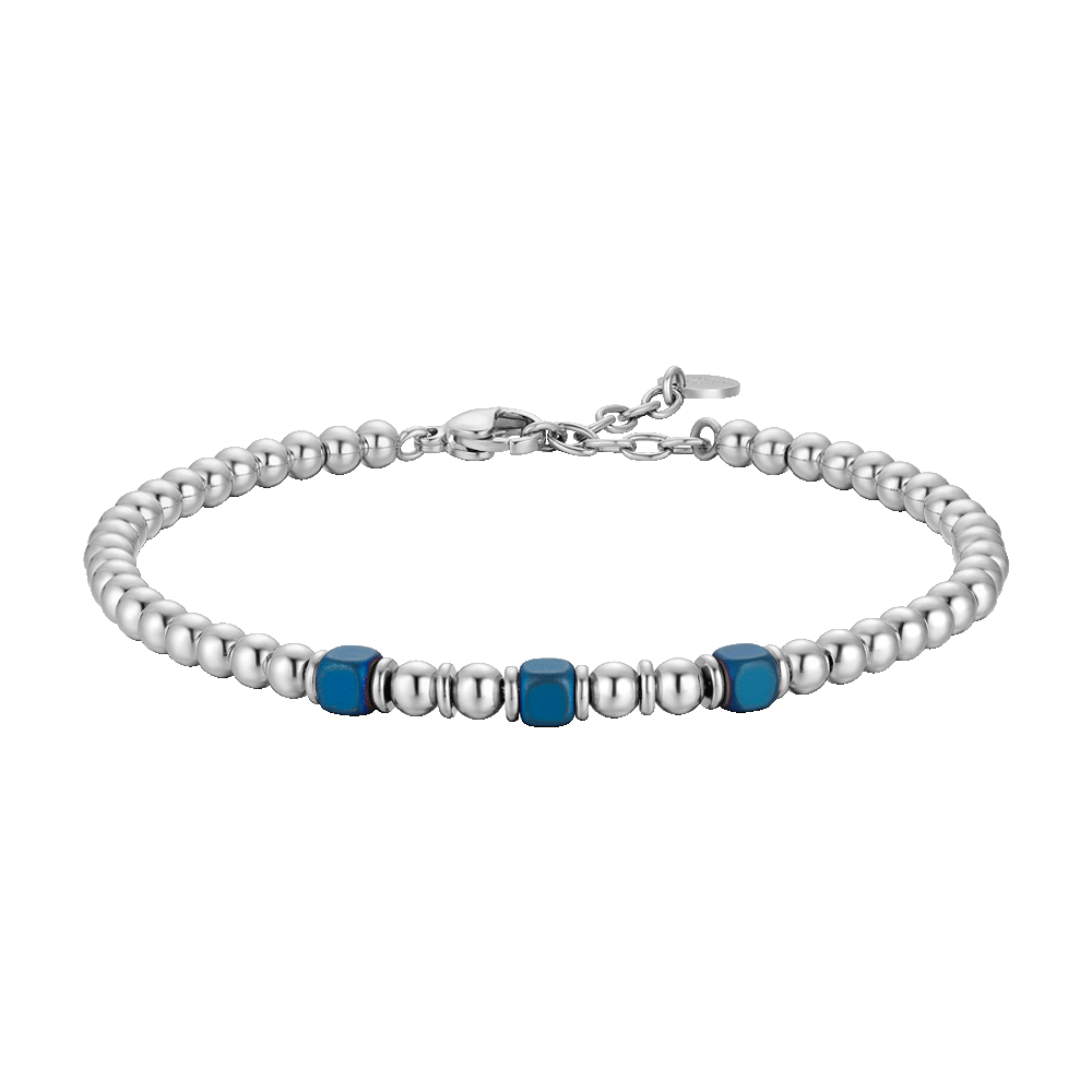 BRACCIALE UOMO IN ACCIAIO CON ELEMENTI IN EMATITE BLU