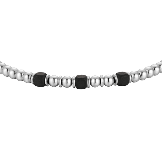 BRACCIALE UOMO IN ACCIAIO CON ELEMENTI IN EMATITE NERA