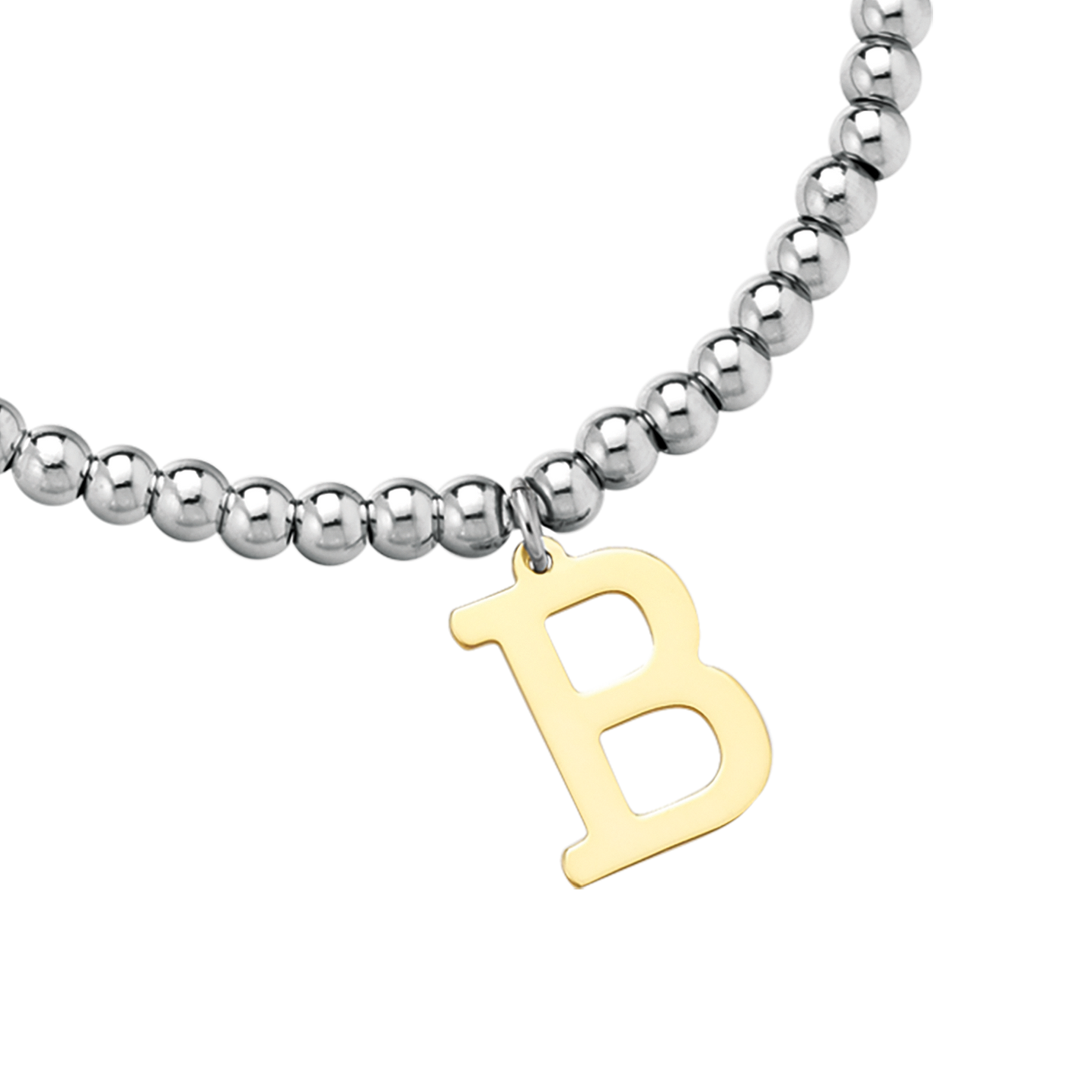 BRACCIALE DONNA IN ACCIAIO PALLINATO CON LETTERA B