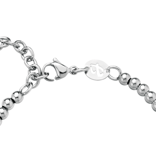 BRACCIALE DONNA IN ACCIAIO PALLINATO CON LETTERA I