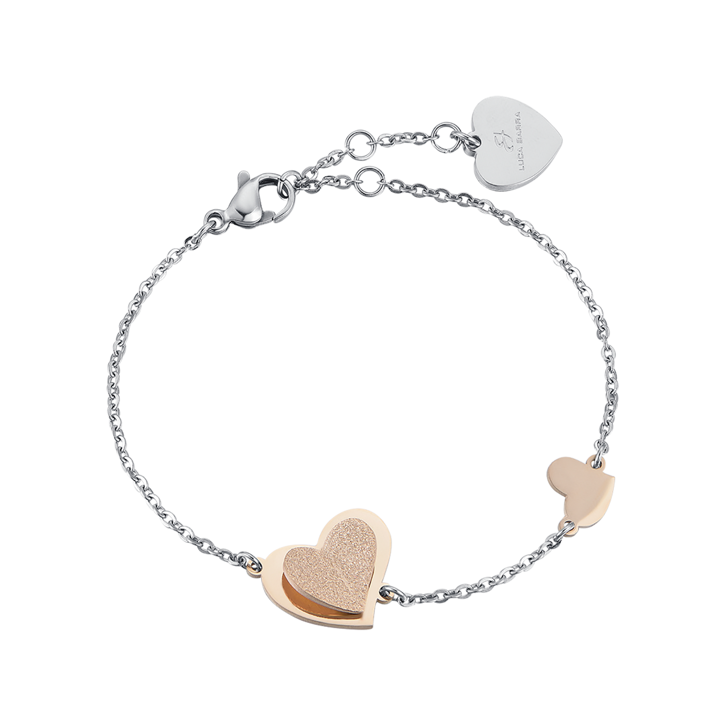 EDELSTAHL-ARMBAND, IP ROSE HERZ MIT GLITZER IP ROSE Luca Barra