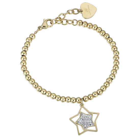 DAMEN-GOLD-ISTAHL-ARMBAND MIT STERN MIT WEISSEN KRISTALLEN Luca Barra