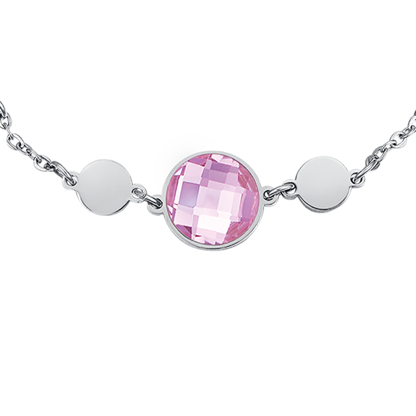 STAHLARMBAND MIT ROSA STEINEN