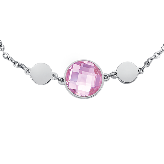 STAHLARMBAND MIT ROSA STEINEN