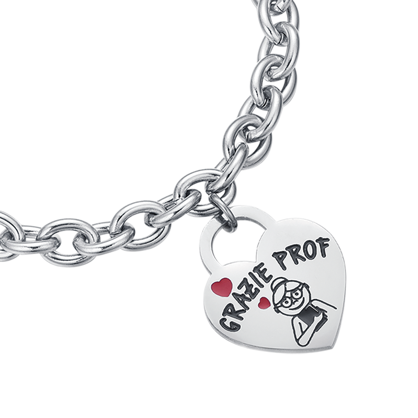 DAMEN STAHLARMBAND MIT HERZ DANKESCHÖN PROF