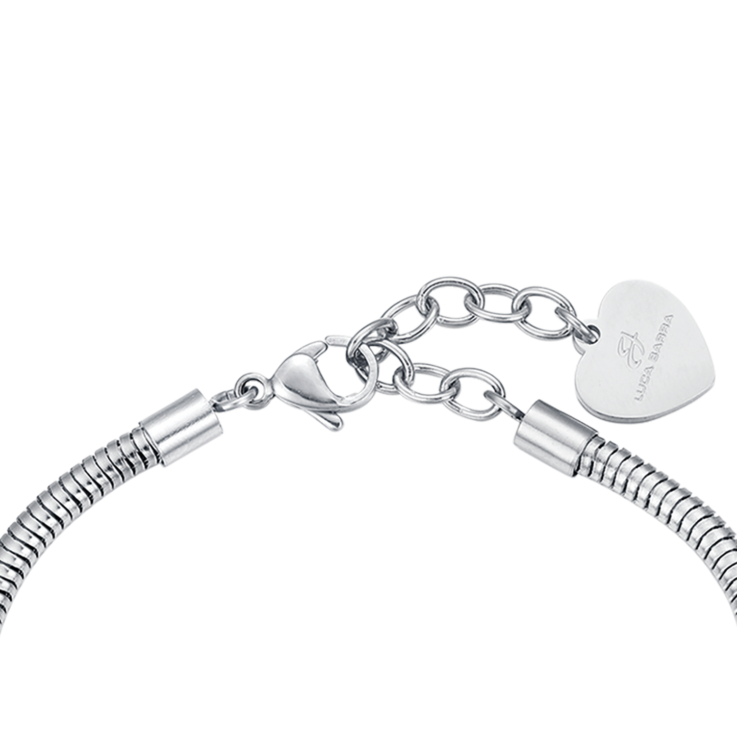 DAMENARMBAND AUS STAHL MIT HERZ UND WEISSEN KRISTALLEN