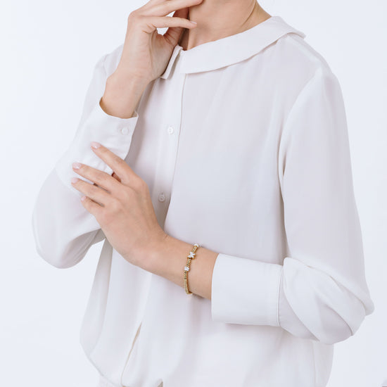 IP GOLD STAHL ARMBAND MIT WEISSEM KRISTALL SCHMETTERLING