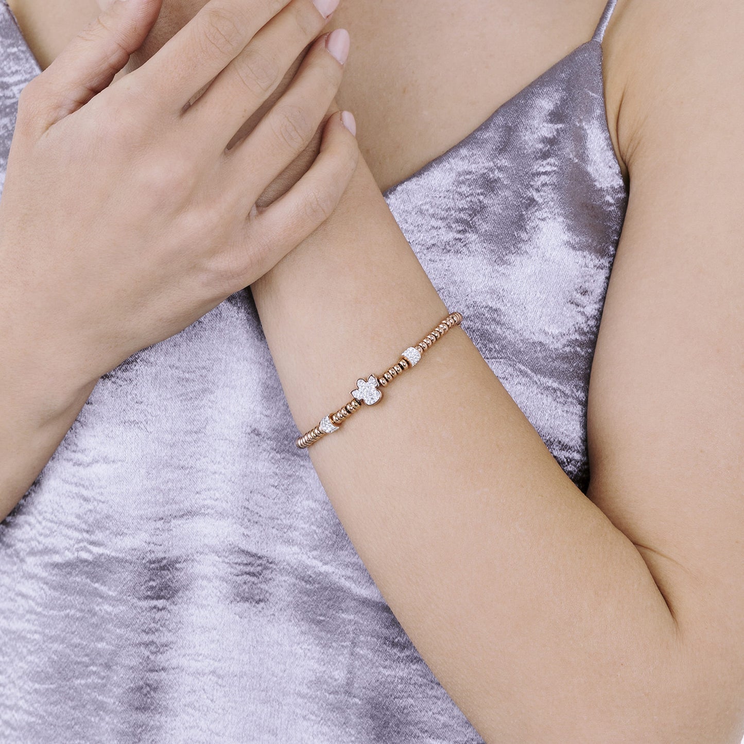 STAHL IP ROSE ARMBAND MIT ENGEL MIT WEISSEN KRISTALLEN