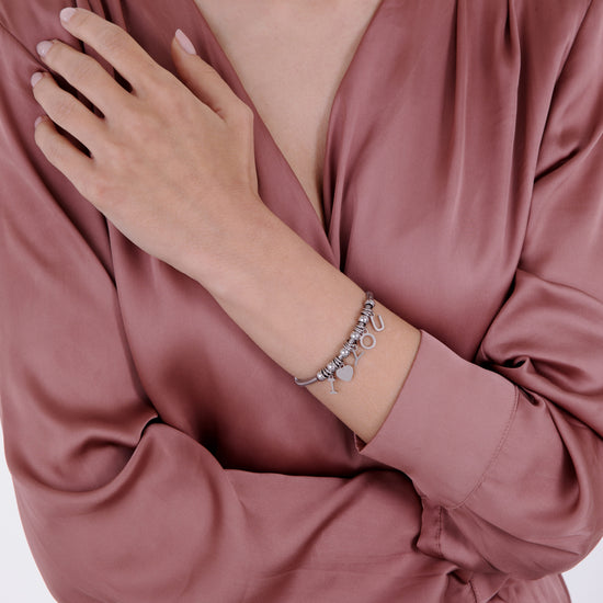 STAHLARMBAND MIT I LOVE YOU-ANHÄNGERN