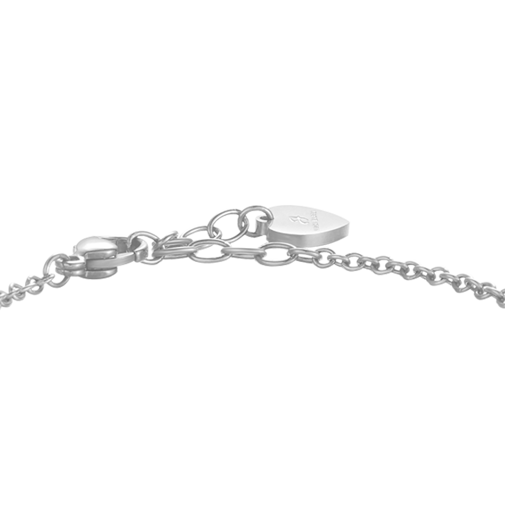 DAMENARMBAND AUS STAHL MIT HERZ UND ROTEM HORN