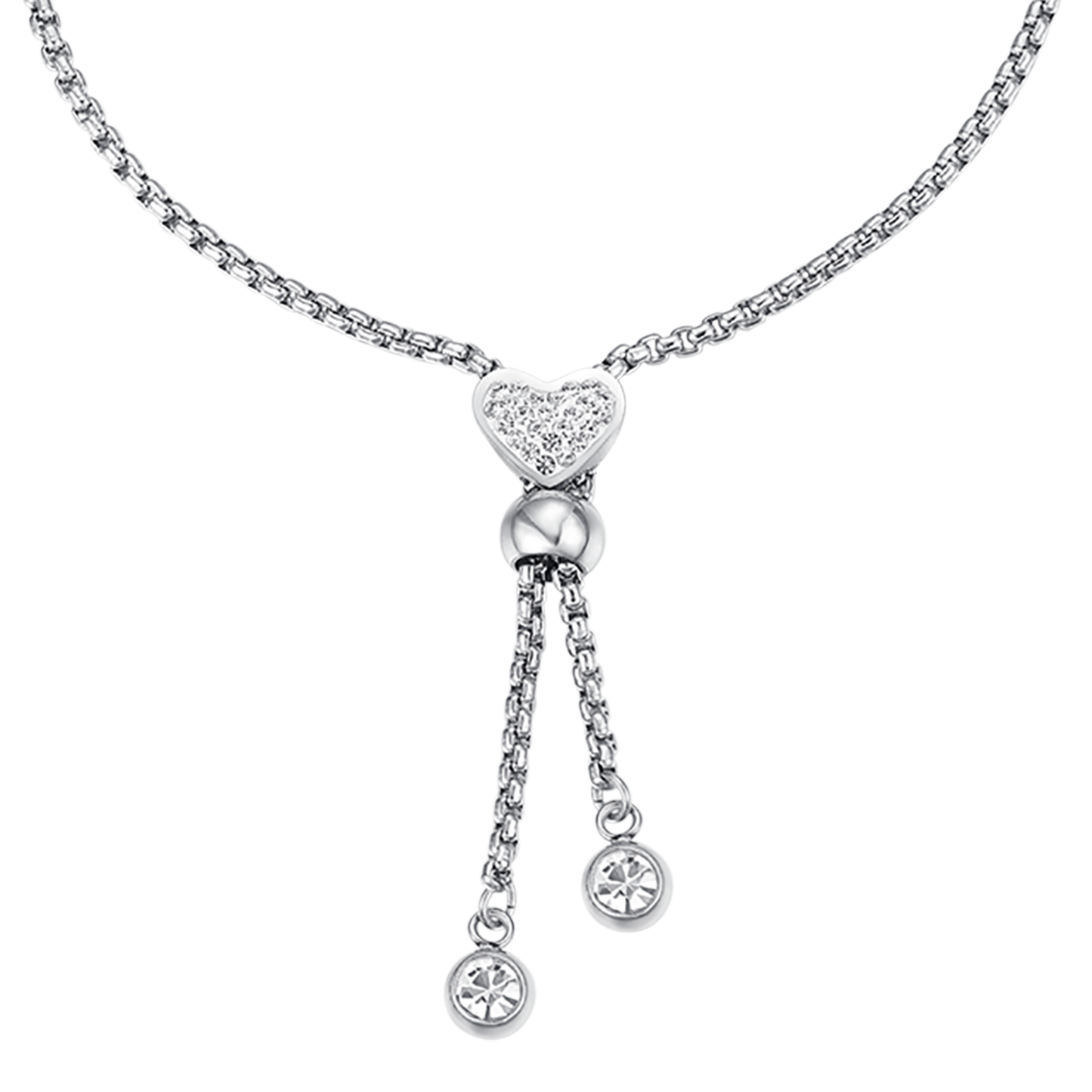 HERZARMBAND AUS STAHL MIT WEISSEN KRISTALLEN