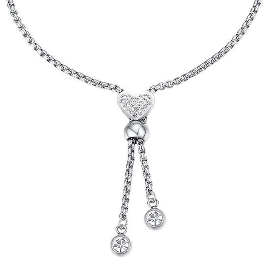 HERZARMBAND AUS STAHL MIT WEISSEN KRISTALLEN