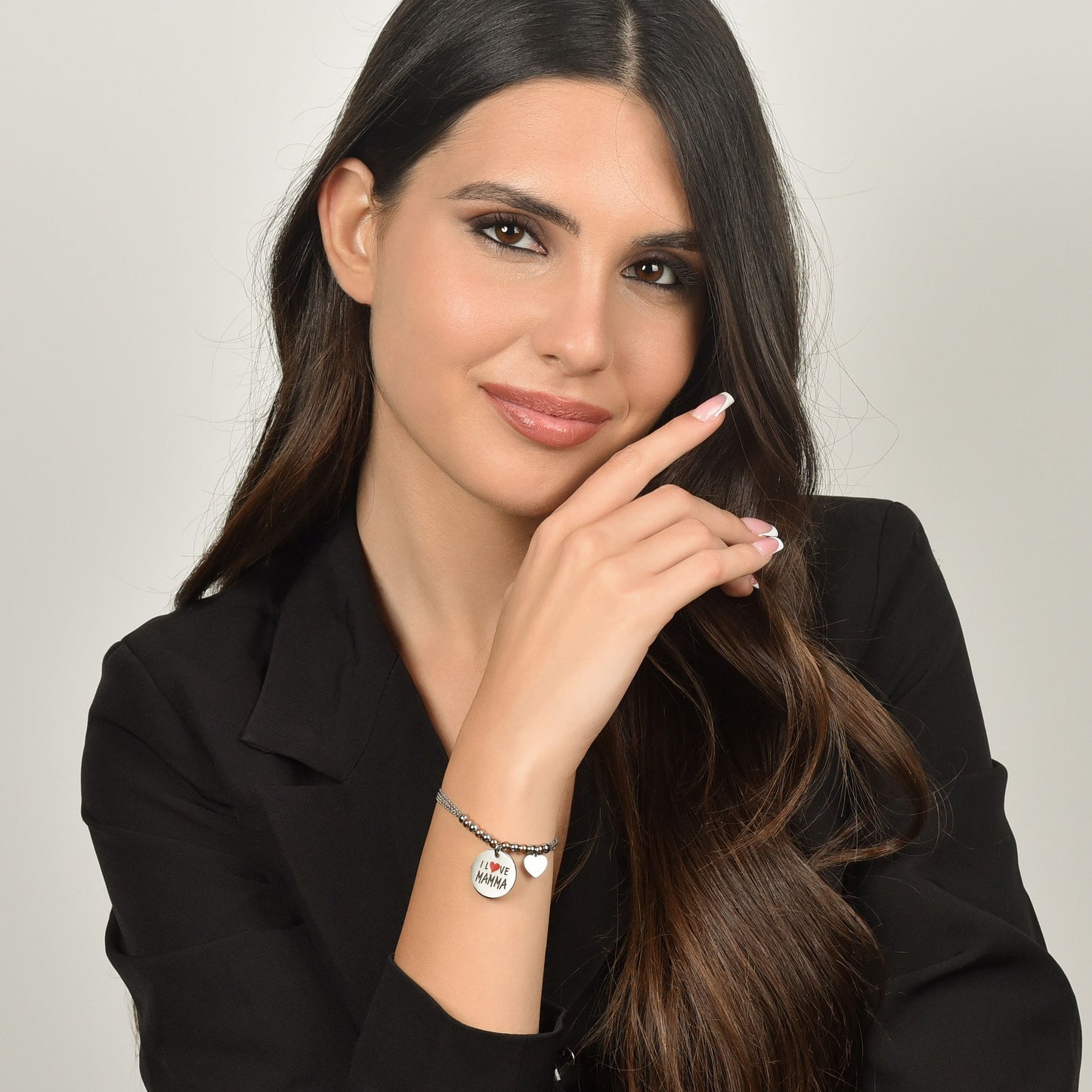 I LOVE MAMMA ROSÉ KUGELN STAHLARMBAND FÜR DAMEN